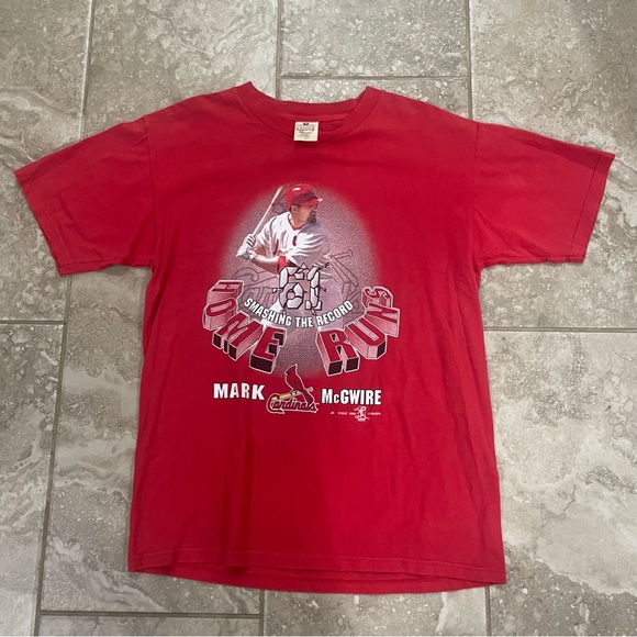 Vintage 1998 Mark Mcguire St. Louis Cardinals “Smashing the Record” T-Shirt Sz L - Picture 1 of 7